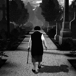 woman in graveyard