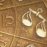 Libra scales wirh symbol gold vintage