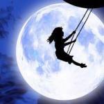 girl in moon swing