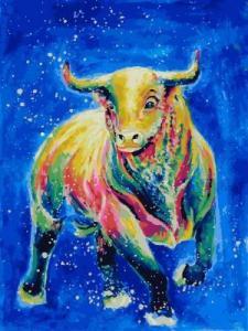 Taurus bull blue background